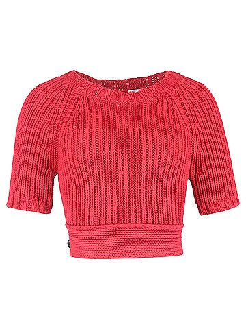 Kea and Joby RED Valentino Knitted Open Back Crop Top in Red Cotton (view 1)