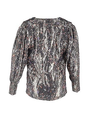 IRO Iro Milana Wrap Printed Blouse in Silver Silk (view 1)