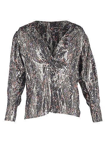 IRO Iro Milana Wrap Printed Blouse in Silver Silk (view 2)
