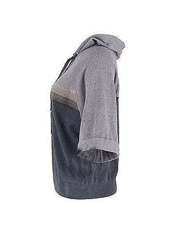 Brunello Cucinelli Brunello Cucinelli Short Sleeve Hoodie in Grey Cashmere  (view 2)