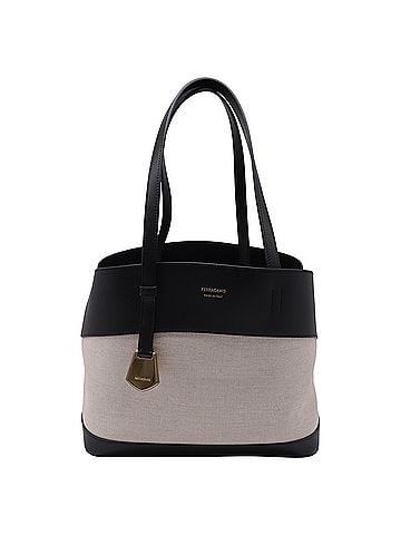 Salvatore Ferragamo Ferragamo Charming Tote Bag in Beige Canvas and Leather (view 1)