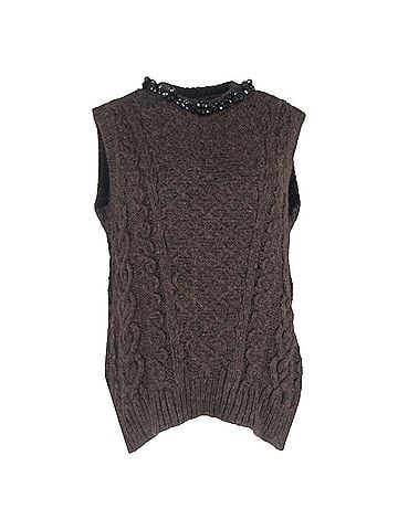 Simone Rocha Simone Rocha Bead-Embellished Vest in Brown Alpaca (view 1)