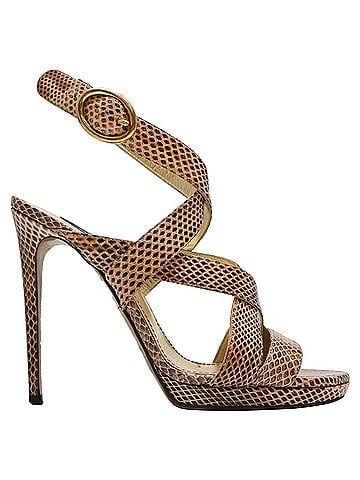 Dolce & Gabbana Dolce & Gabbana Embossed Slingback Sandals in Animal Print Leather (view 1)