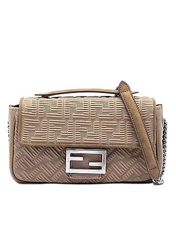 Fendi Zucca Embossed Technical Fabric Chain Midi Baguette (view 1)