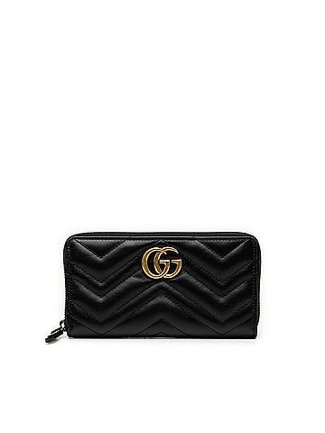 Gucci Gucci GG Marmont Round Zip Long Wallet 443123 Black Leather Women's GUCCI (view 1)