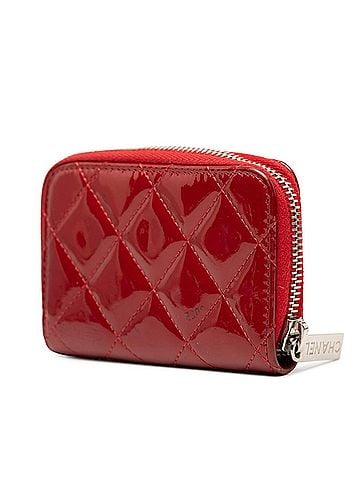 Chanel Chanel Coco Mark Matelassé Round Zip Wallet/Coin Purse, Red Patent Leather, Women's CHANEL (view 2)