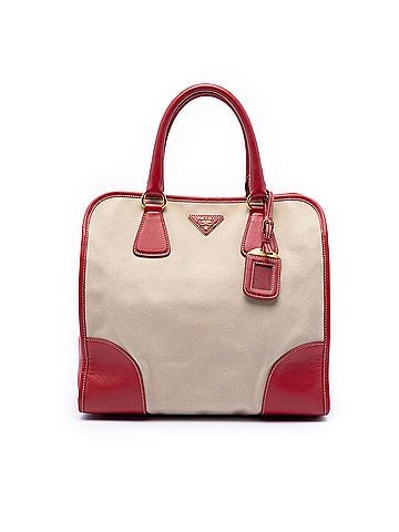 Prada Saffiano Trimmed Canvas Canapa Satchel (view 1)