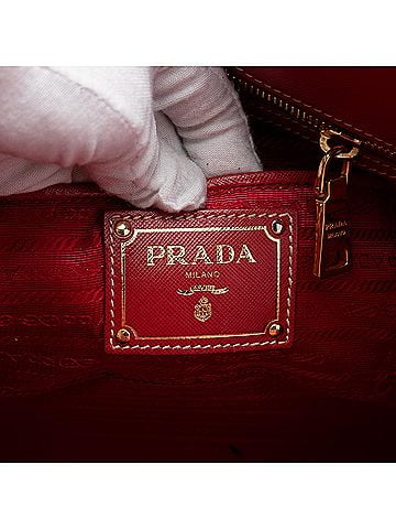 Prada Saffiano Trimmed Canvas Canapa Satchel (view 2)