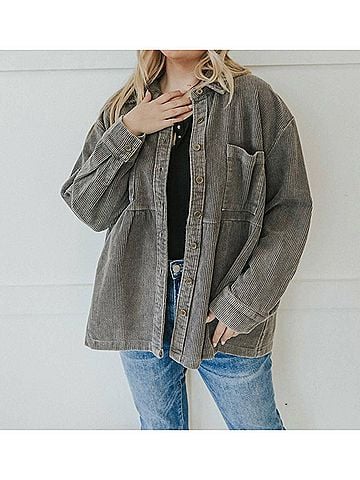 ee:some Dream On Corduroy Shirt in Washed Grey (view 2)