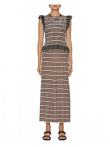Ulla Johnson Amal Midi Skirt in Tierra Check (view 2)