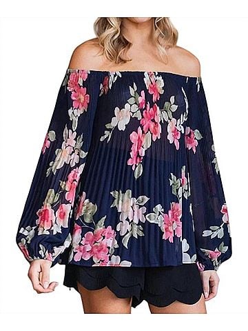 Oddi Hearts Divided Floral Blouse in Navy (view 2)