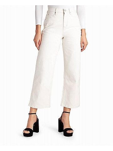 Nicole Miller High Rise Wide Leg Ankle Jean in Off White (view 2)