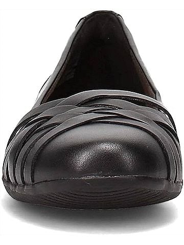 Clarks Women's Sara Clover Flat Shoe in Black Leather (view 2)