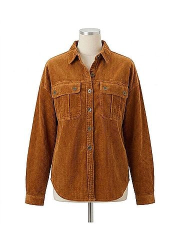 XCVI Smithson Corduroy Shacket in Maple Glaze Pigment (view 1)
