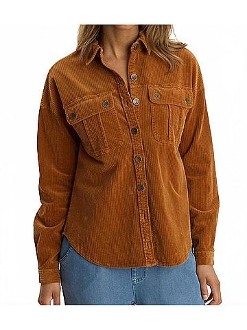 XCVI Smithson Corduroy Shacket in Maple Glaze Pigment (view 2)