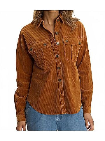 XCVI Smithson Corduroy Shacket in Maple Glaze Pigment (view 2)