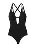 Becca Solid Black Virtue Code Skylar Loop Plunge One-Piece in Black Size S - photo 1