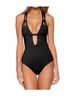 Becca Solid Black Virtue Code Skylar Loop Plunge One-Piece in Black Size S - photo 2