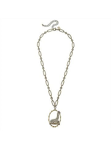 Canvas Women's Giraffe Pendant Chain Link Necklace in Gold (view 1)