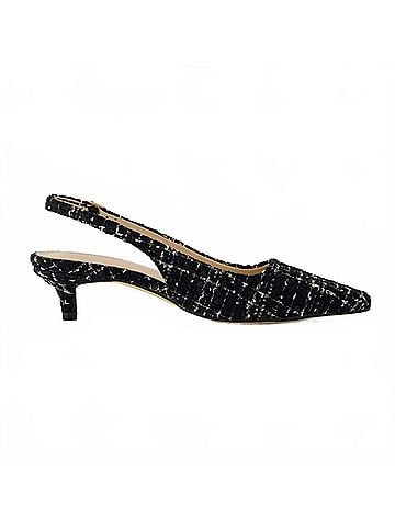 Cushion Aire Women's Buzz Kitten Heel Sling Back Tweed Dress Shoe in Black (view 1)