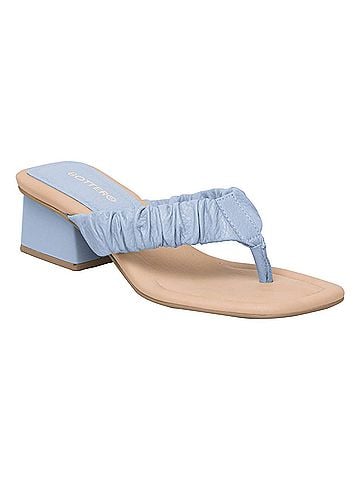 Bottero Women's Marina Ruched Thong Strap Sandal Low Heel in Blue (view 1)