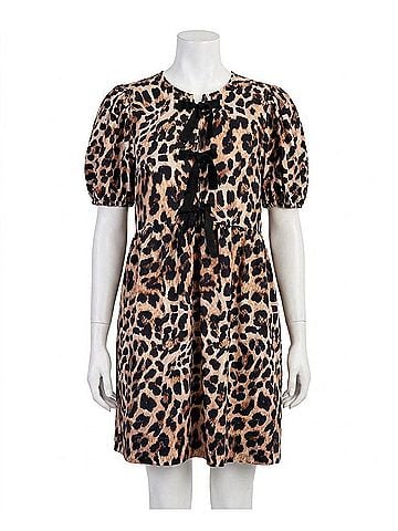 ee:some Ribbon Tie Front Mini Dress in Leopard (view 1)