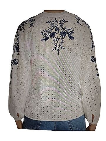 Jade by Johnny Was Embroidered eyelet blouse with braided tassel  Long Sleeve Blouse (view 2)