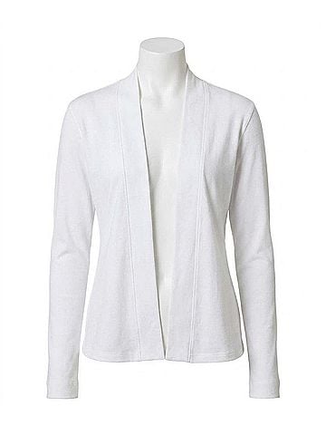 Lilla P Classic 1x1 Cardigan - Plus in White (view 1)