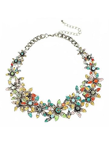 Eye Candy Summer Bloom Crystal Statement Necklace in Multi (view 1)