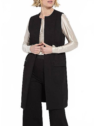 Lyssé Women's Denver Ponte Sleeveless Coat in Black (view 2)