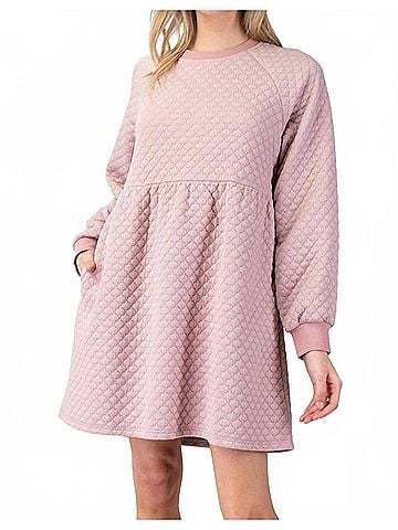 ee:some Textured Babydoll Dress in Dusty Rose (view 2)