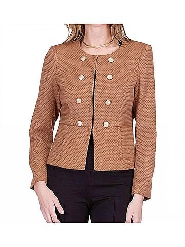 Jade Cinched Waist Button Jacket in Camel (view 2)