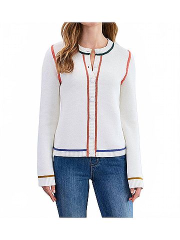 FDJ Tipped Cardigan in Cream (view 2)