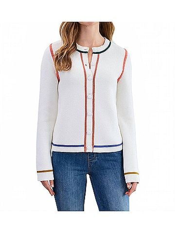 FDJ Tipped Cardigan in Cream (view 2)