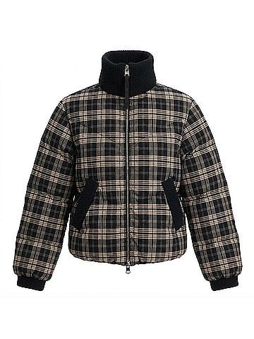 Varley Bryony Short Puffer Jacket in Navy Check (view 1)