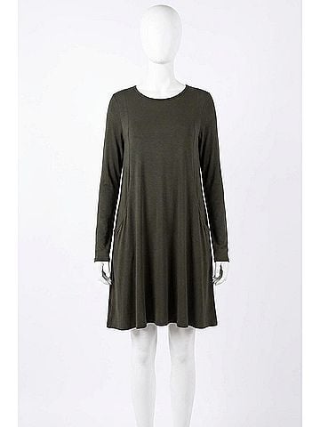 Mittoshop Swing Pockets Dress in Dark Olive (view 1)