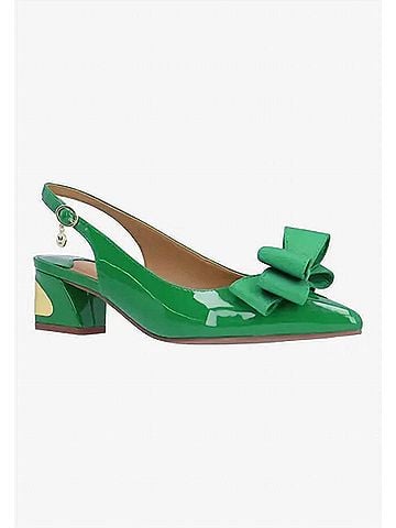 J. Renee Women's Kimma Sling Back Pumps in Green Patent/Grosgrain (view 2)