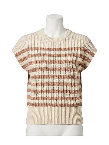 Lilla P Textured Wedge Sweater in Fawn Stripe (view 1)