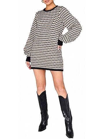 Show Me Your Mumu Marion Sweater Dress in Geo Black And Brown (view 2)