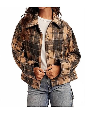 Hem & Thread Sammie Plaid Jacket in Mocha (view 2)