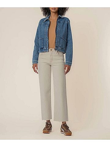 Kut from the Kloth Genevieve Zip Front Jacket With Slant Pockets in Blue (view 2)