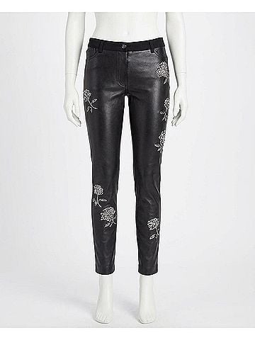 Nicole Miller Pants in Black Embellished Rose (view 1)