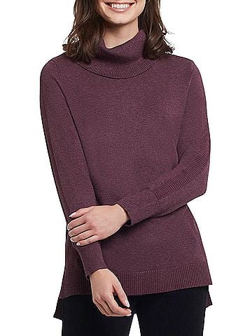 Tribal Edie Cowl Neck Sweater in Eggplant (view 2)