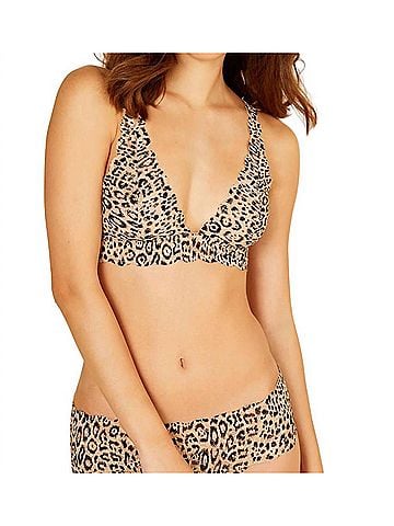 Cosabella Women's Never Say Never Printed Triangle Bralette in Se/Black Animal (view 2)
