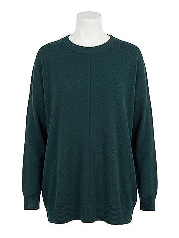 Blu Pepper Crewneck Lightweight Sweater in Hunter Green (view 1)