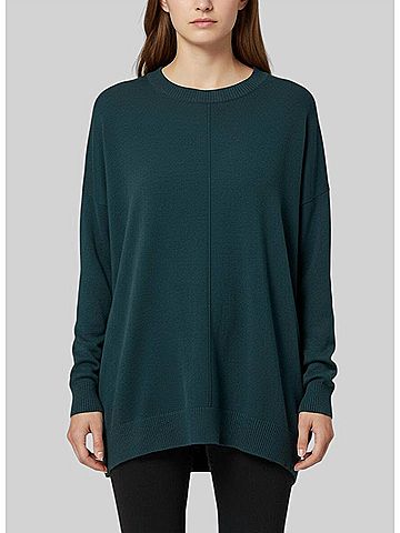 Blu Pepper Crewneck Lightweight Sweater in Hunter Green (view 2)