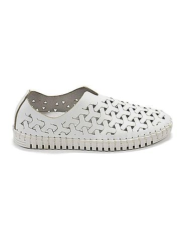 Eric Michael Women's Inez Leather Slip-On Flat Comfort Shoes in White (view 1)