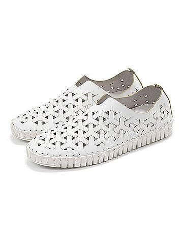 Eric Michael Women's Inez Leather Slip-On Flat Comfort Shoes in White (view 2)