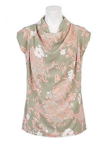 Andree by UNIT Makes You Happy Blouse in Sage Multi (view 1)