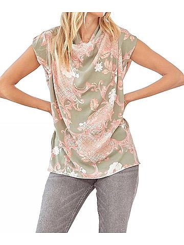 Andree by UNIT Makes You Happy Blouse in Sage Multi (view 2)